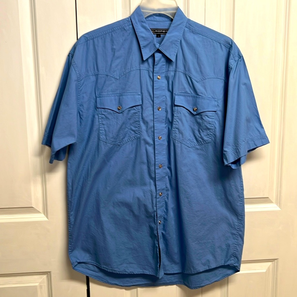 Roper Blue Short Sleeve Pocket Snap Shirt Size L